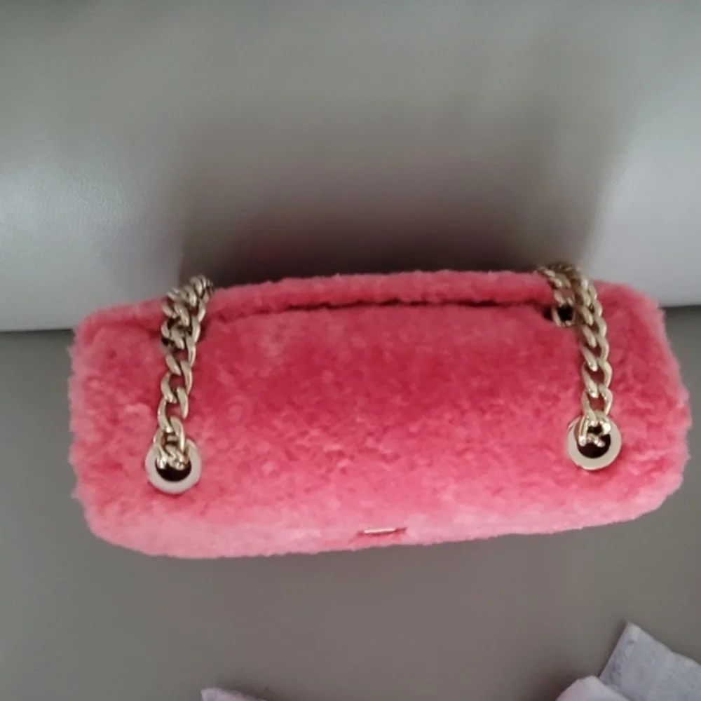 NWT Valentine Kate‎ Spade Pink Faux Shearling Crossbody Bag Gold Hardware